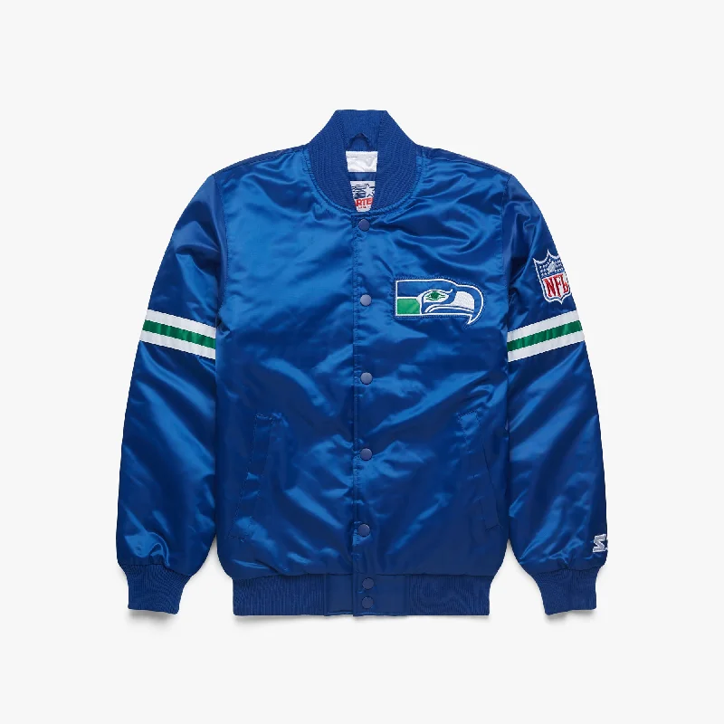 Men's Coats with VentilationHOMAGE X Starter Seahawks Satin Jacket