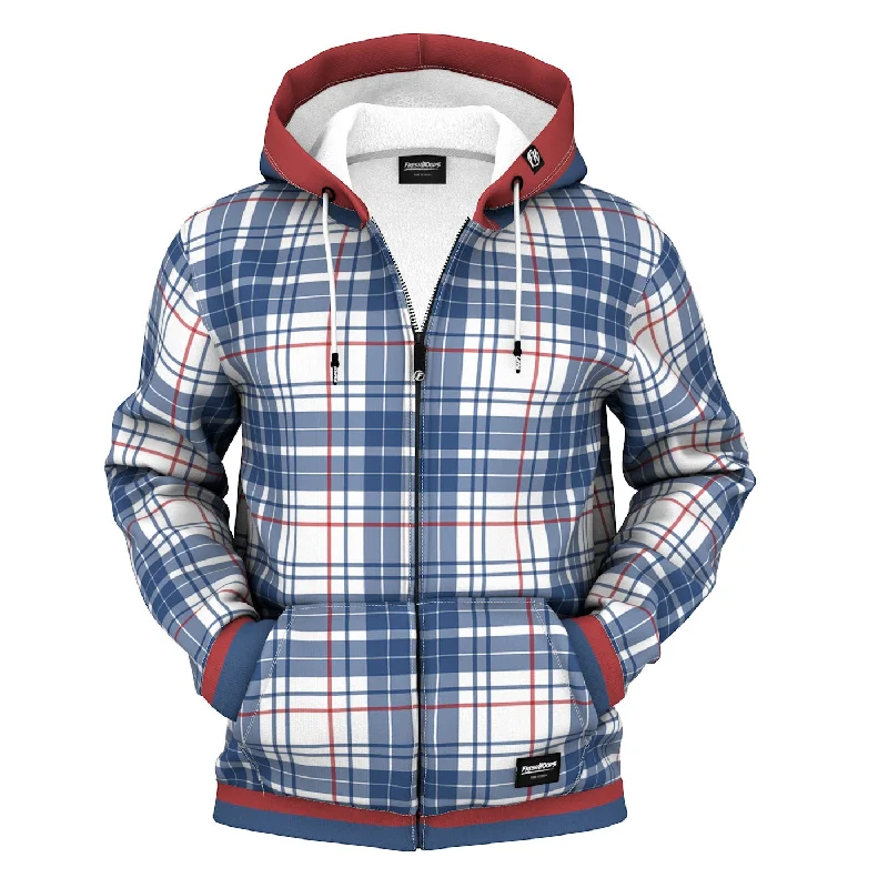 Men's Hoodies for HikingIn Plaid Zip Up Hoodie