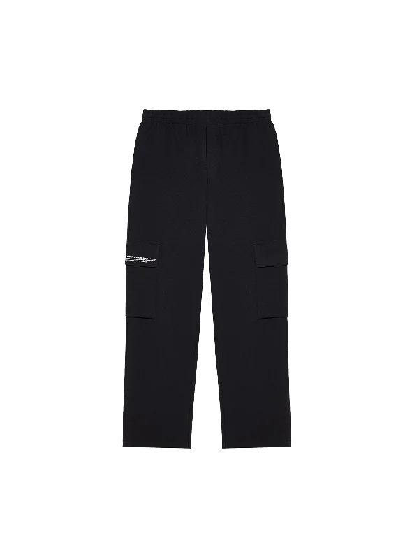 Men's Button-Fly Pants for a Traditional TouchMens Double Jersey Cargo Track Pants—black