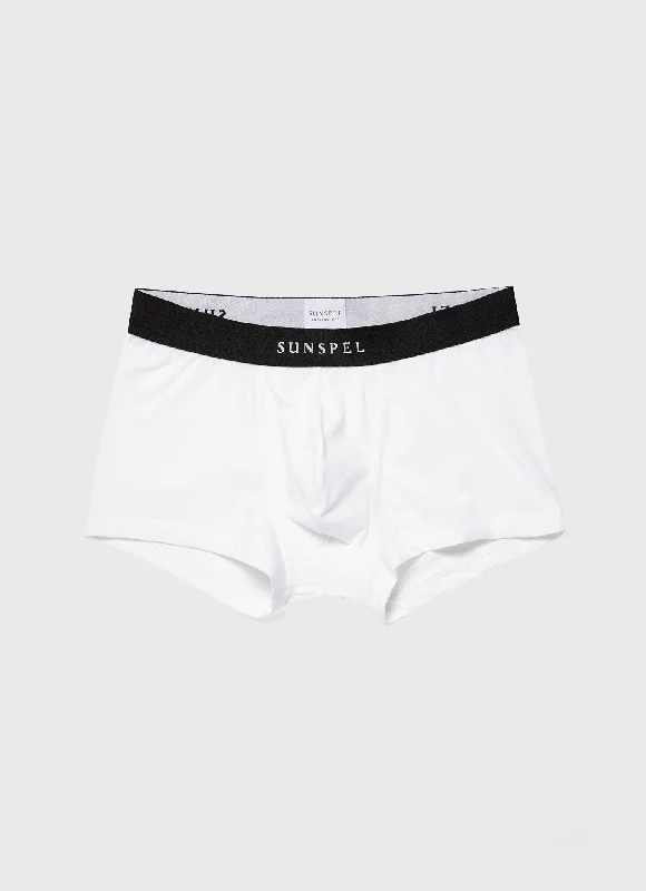 Men's Logo Stretch Cotton Trunks in White/Black