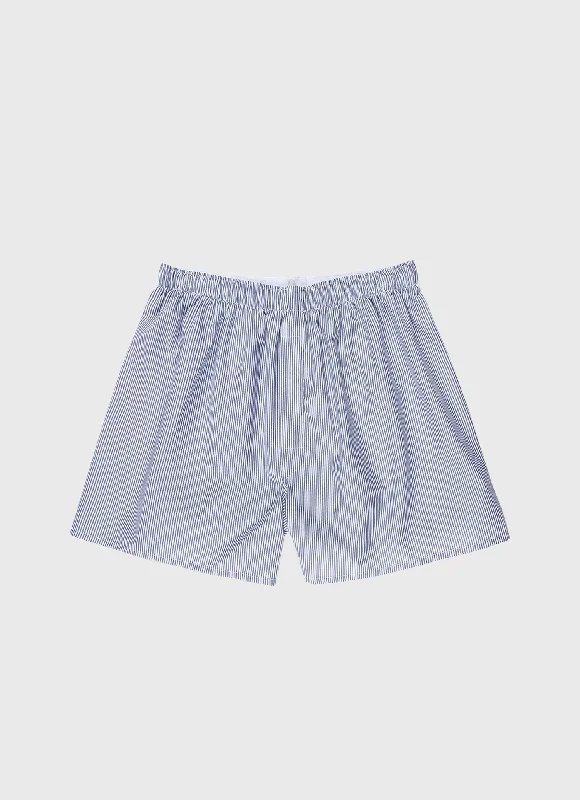 Men's Classic Boxer Shorts in White/Navy Pinstripe