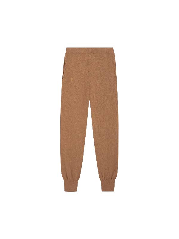 Men's Pants with Wrinkle-Resistant FabricMens Recycled Cashmere Track Pants—camel