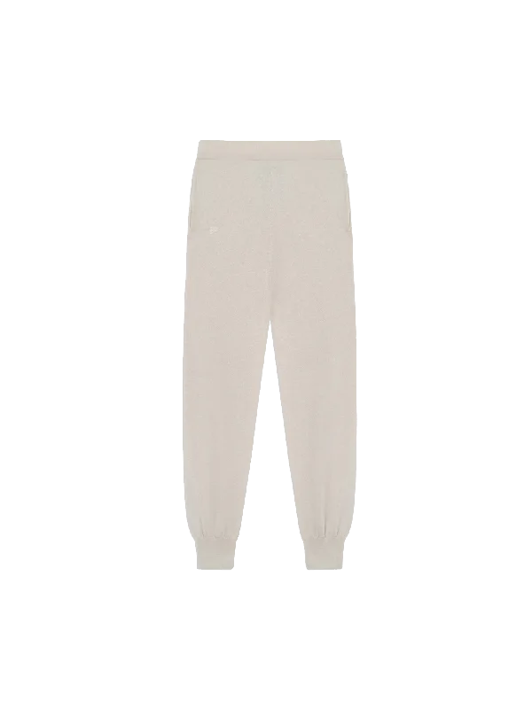 Men's Pants with Hidden ButtonsMens Recycled Cashmere Track Pants—oatmeal