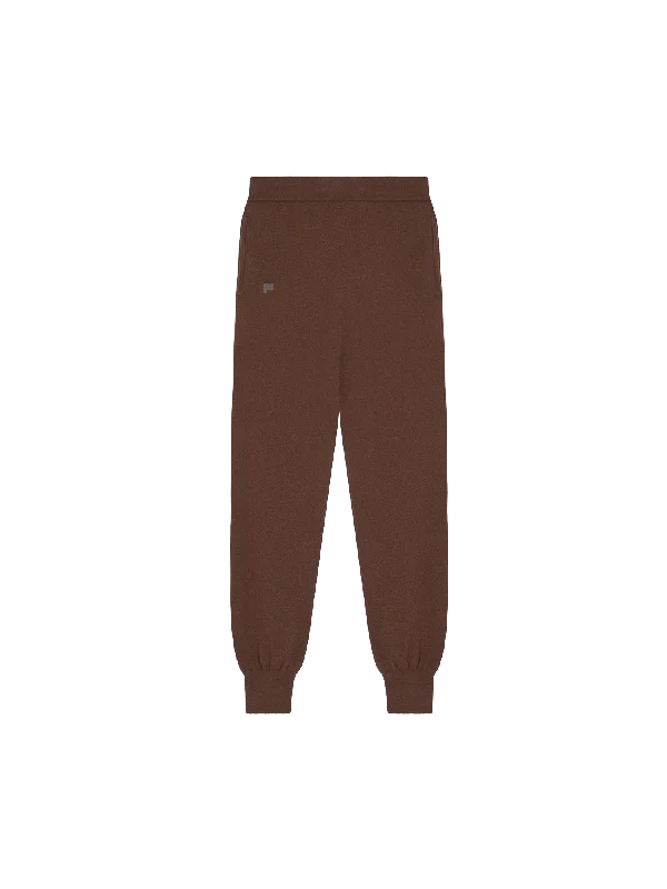 Men's Pants with Welt PocketsMens Recycled Cashmere Track Pants—chestnut brown