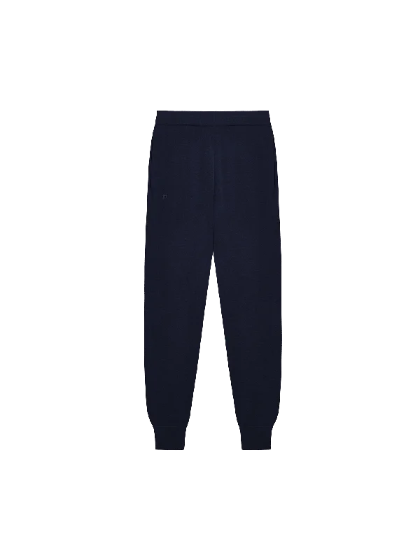 Men's Pants with Ripped and Distressed DetailsMens Regenerative Merino Wool Track Pants—navy