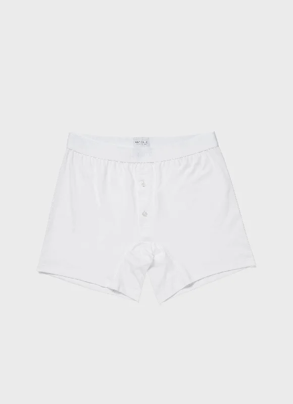 Men's Superfine Cotton Two-Button Boxer Briefs in White