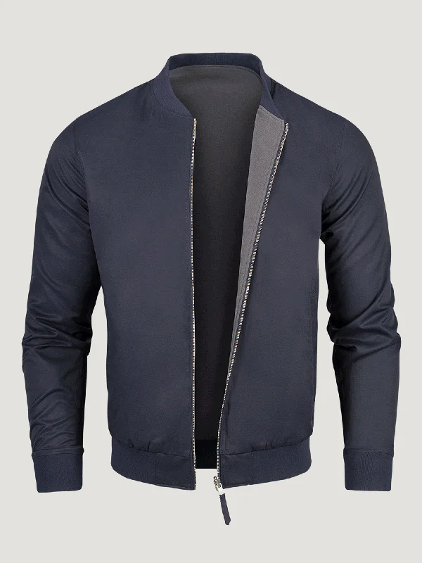 Men's Coats for Big and TallNavy + Charcoal Reversible Bomber Jacket