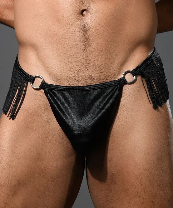 Onyx Fringe Thong w/ ALMOST NAKED®