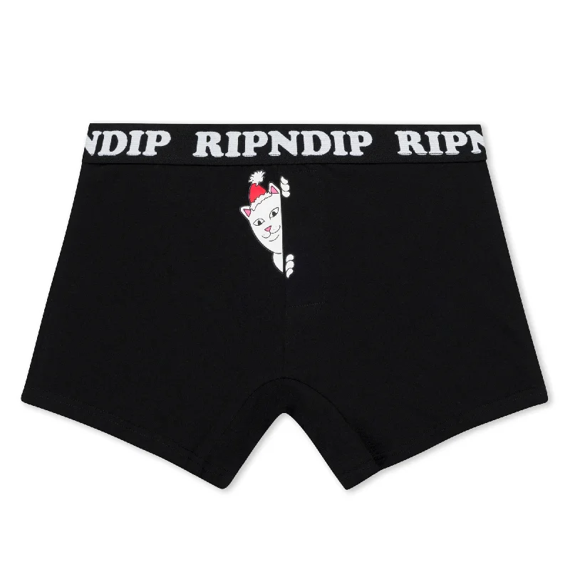 Peeking Santa Nerm Boxers (Black)