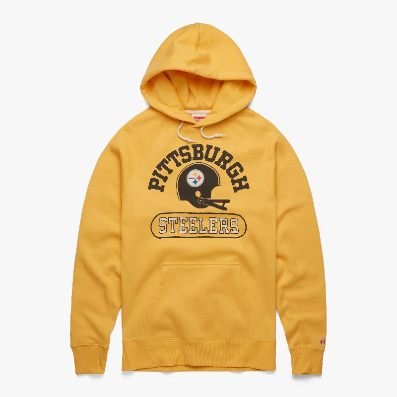 Men's Hoodies with Military InfluencePittsburgh Steelers Throwback Helmet Hoodie