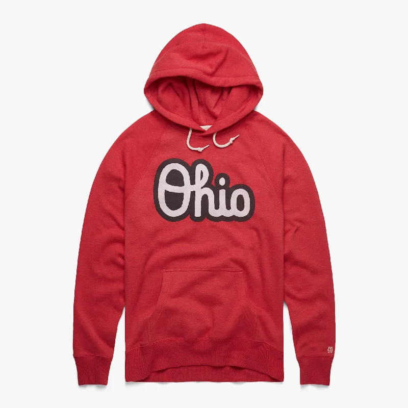 Men's Hoodies with Reflective StripesScript Ohio Outline Hoodie