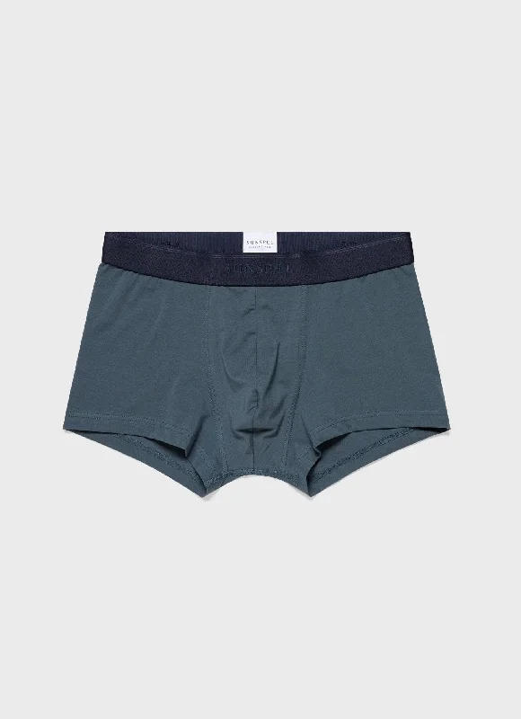 Men's Stretch Cotton Trunks in Dark Petrol