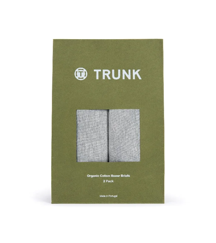 Trunk 2 Pack Organic Cotton Boxer Briefs: Grey Marl