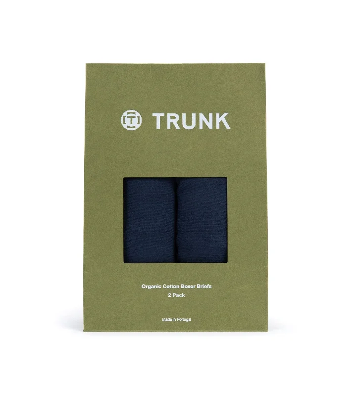 Trunk 2 Pack Organic Cotton Boxer Briefs: Navy