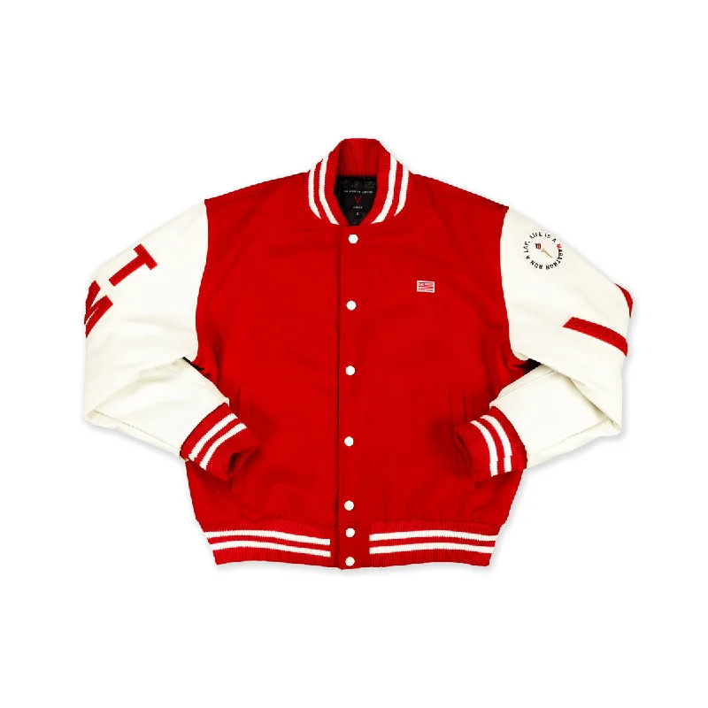 Men's Coats with Contrast StitchingVictory Crenshaw Letterman Jacket - Red