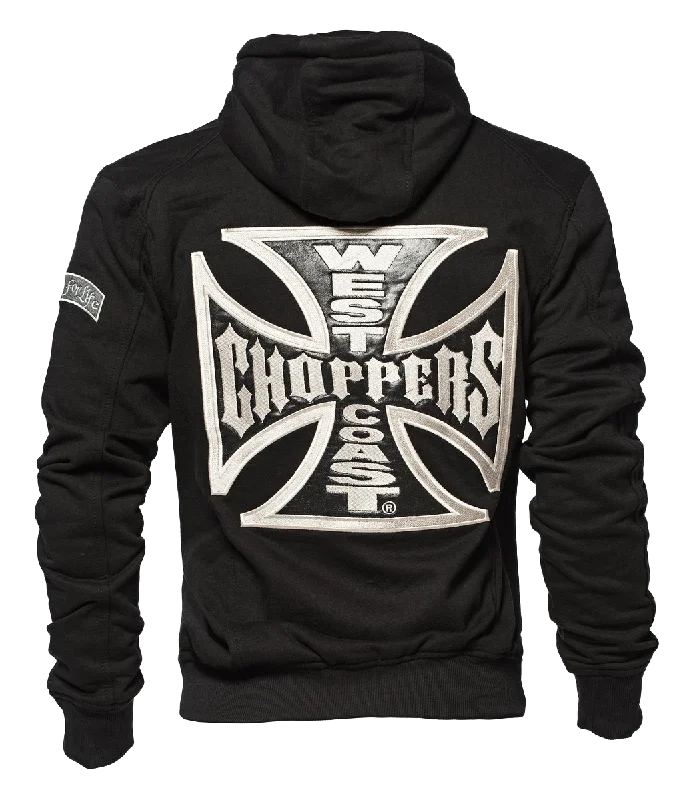 Men's Hoodies with Embroidered PatchesWEST COAST CHOPPERS OG CLASSIC PANEL ZIP HOODY - Black