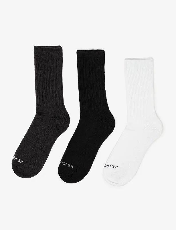 MENS 6PK ASSORTED SOLID RIB CREW SOCKS