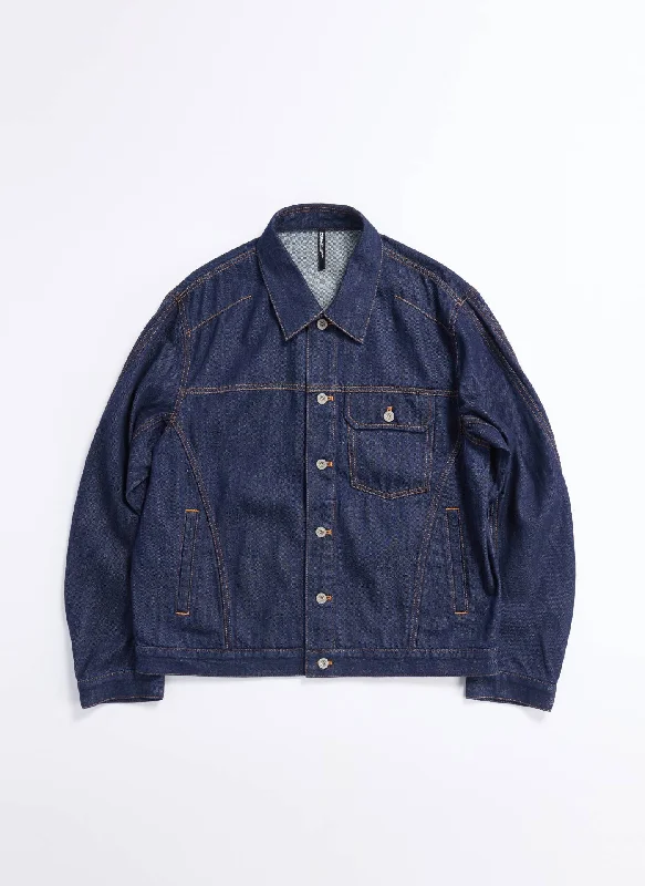 Men's Coats with Patchwork DesignsIndigo Cotton Linen Denim Jacket