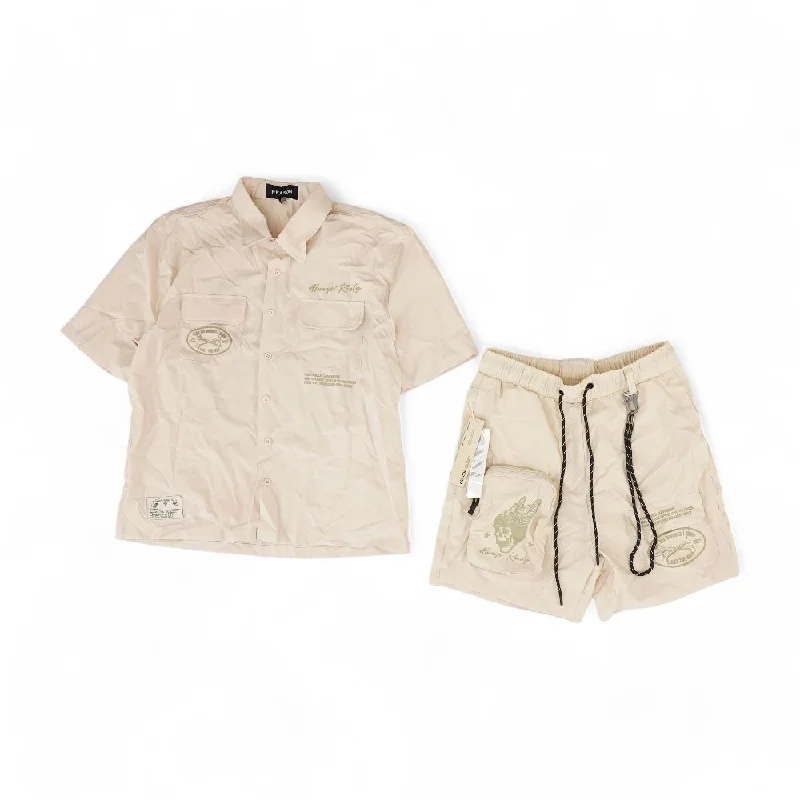 Men's Low-Waisted Pants for a Casual VibeBeige Solid Active Shorts