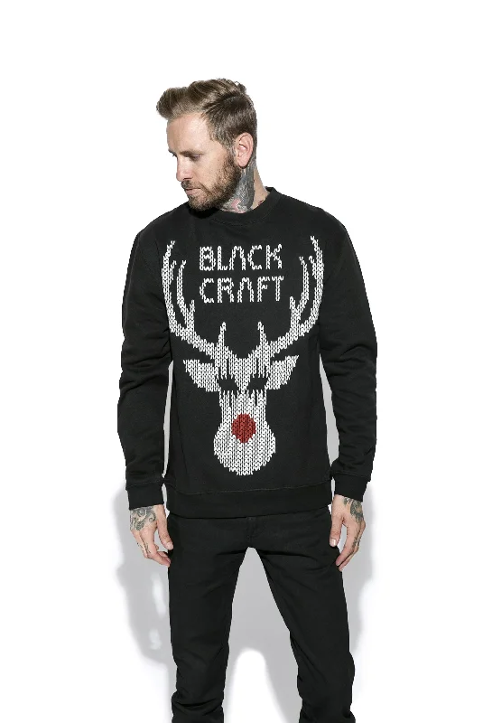 Men's Coats for Winter CampingBlack Metal Rudolph- Crewneck