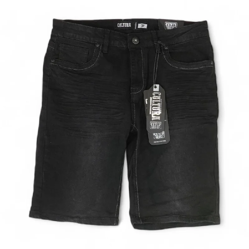 Casual Men's ChinosBlack Solid Denim Shorts