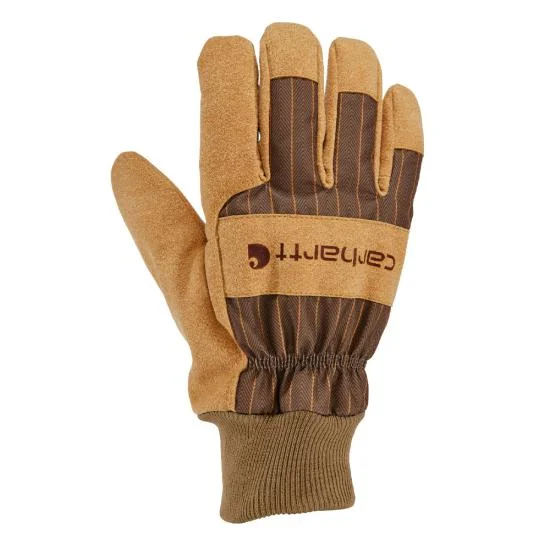 Insulated Synthetic Suede Knit Cuff Glove