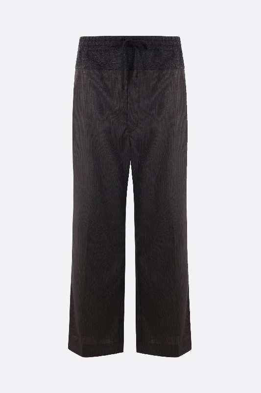 Men's Pants with Patch Pocketsstraight-leg pinstriped wool trousers