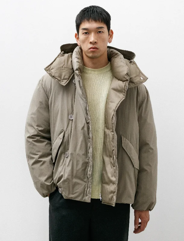 Stylish Men's Biker JacketsHooded Puffer Blouson Desert Sage