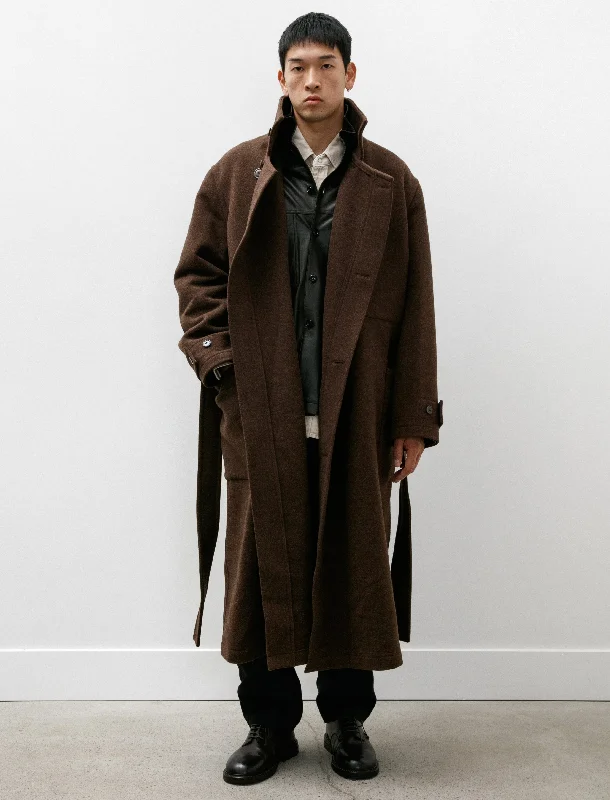 Men's Coats with ZippersWrap Coat with Contrast Stitch Brown