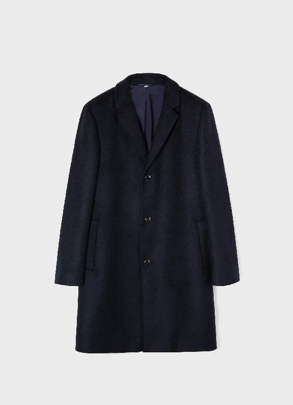 Comfortable Men's ParkasMen's Wool Cashmere Overcoat in Navy