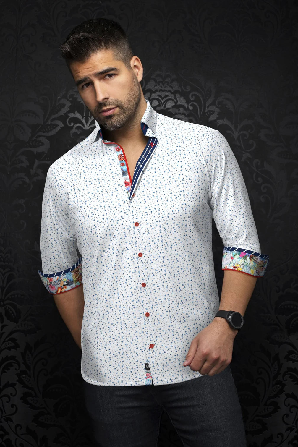 Sports-Inspired Men's SportswearAu Noir Gardenia White Sport Shirt VO-000674