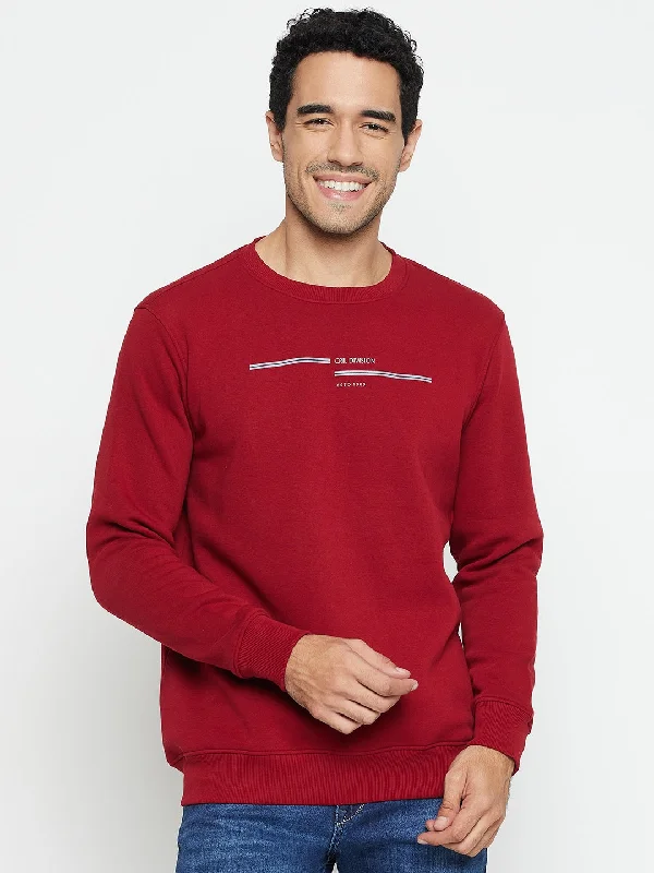 High-Quality Men's SportswearSolid Maroon Full Sleeves Round Neck Regular Fit Casual Sweatshirt for Men