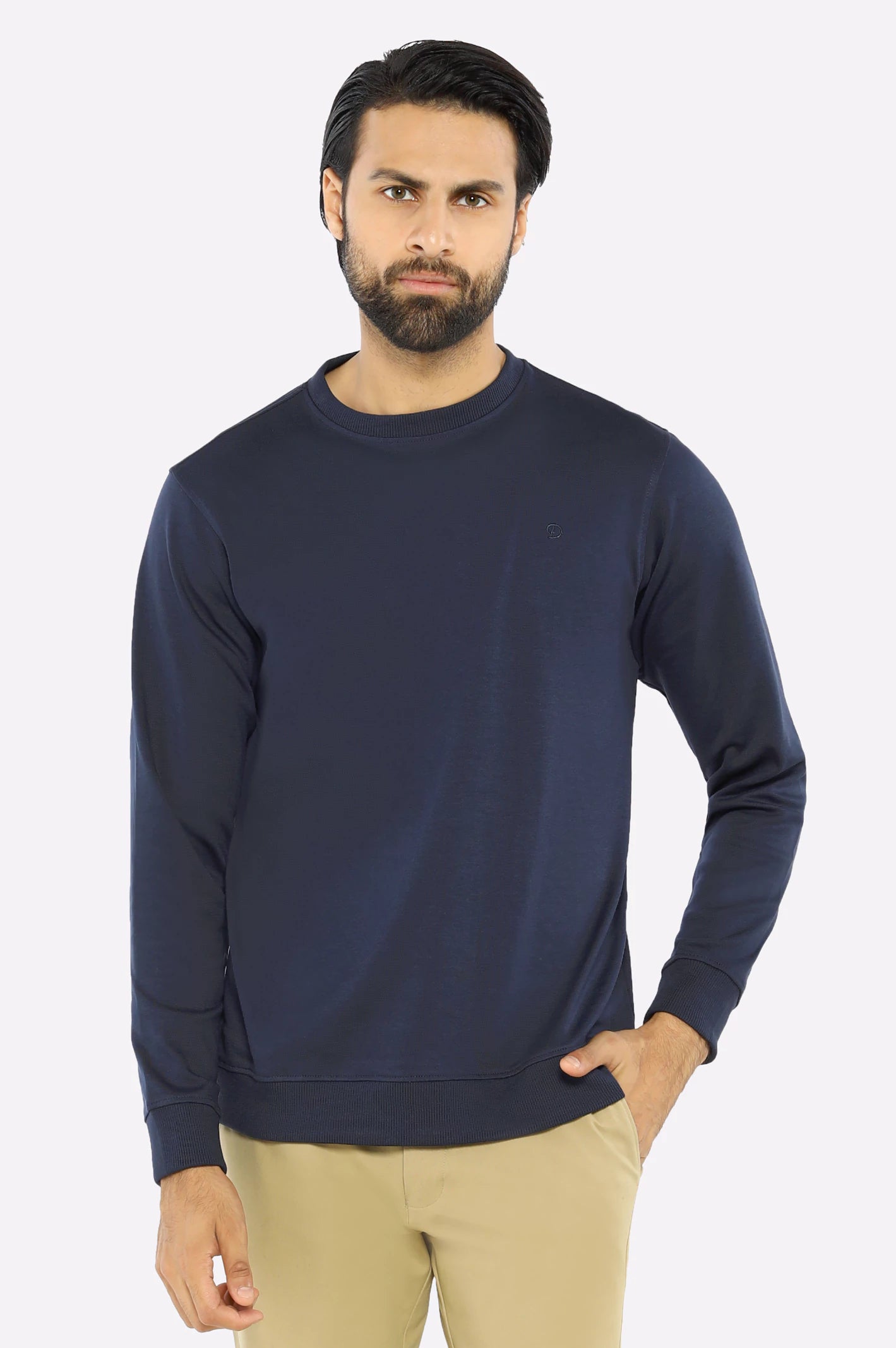 Functional Men's SportswearNavy Blue Plain Sweatshirt