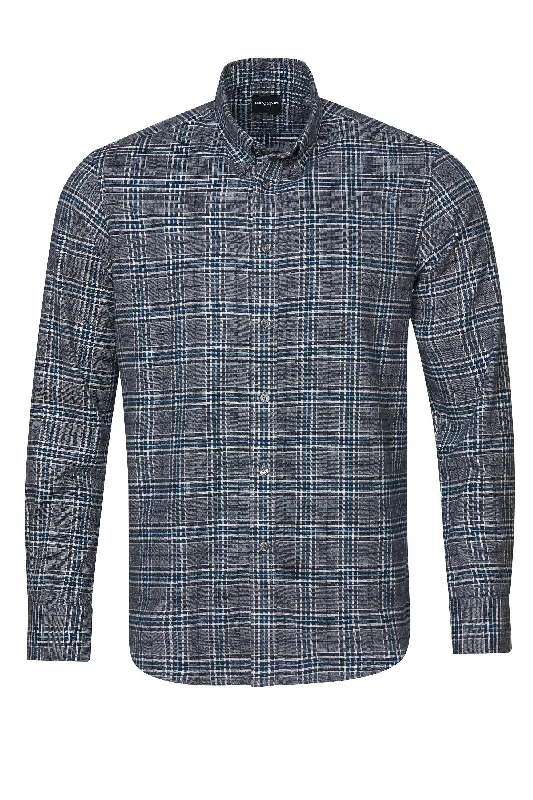 Quick-Drying Men's SportswearLeo Chevalier Button Down Long Sleeve Brushed Cotton 623421 3498 - Mirage Grey