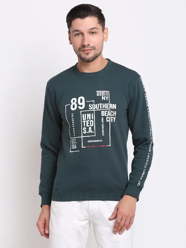 Trend-Setting Men's SportswearMen Green Printed Sweatshirt